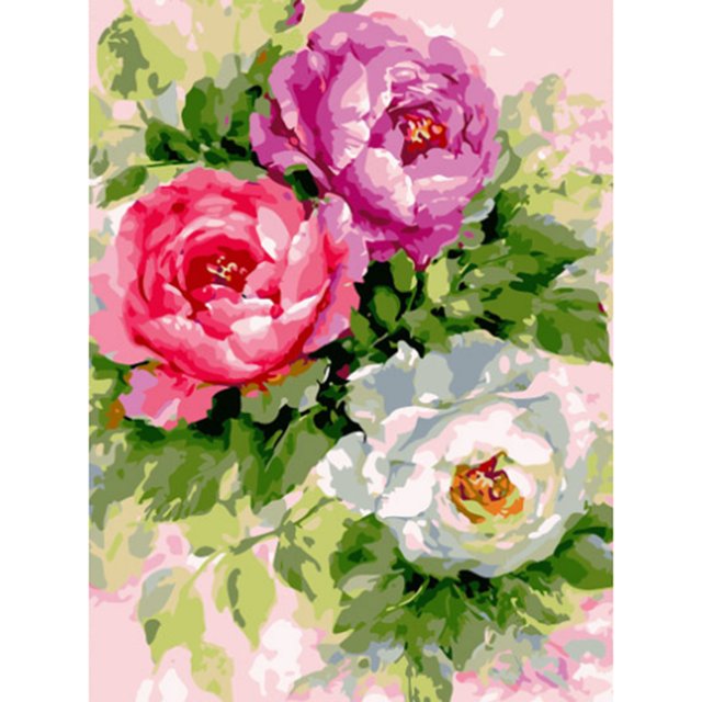 Cuadros Decorativos 40x50cm pintura al óleo por números tres flores DIY lienzo dibujo sin marco Sywqhk Nuevos Originales
