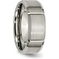 thumbnail image 5 of Chisel Titanium Brushed and Polished 8.2mm Grooved Beveled Edge Band - Ring Size 12.5-4.6gm, 5 of 8