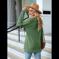 thumbnail image 4 of Blusas de Otoño para Mujer, con Escote en V, Encaje, Larga, Holgadas, con Ribete de Bloques de Color, Moda 2025 Verde M, 4 of 10