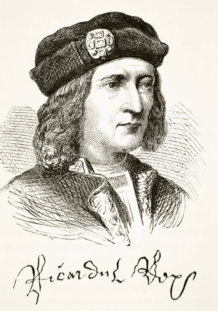 Portrait And Signature Of King Richard Iii Of England 1452 To 1485 From The National And Domestic History Of England By William Aubrey Published London Circa 1890 Canvas Art - Ken Welsh Design Pics (