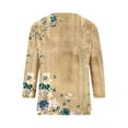 thumbnail image 5 of T Shirts 3/4 Sleeve Trendy Button Up V Neck Summer Fall Tops For Women Vintage Floral Print Casual Loose Tops,Khaki,L, 5 of 5