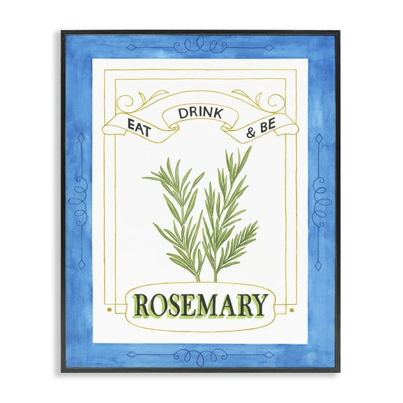 Stupell Industries Eat Drink & Be Rosemary Black Framed Giclee Art design by Lara Beeston, 14 x 11