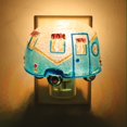 Trailer Blue and White Camper Night Light On the Road Again Camping Fun