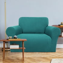 PiccoCasa Jacquard Stretch Sofa Slipcover Non Skid Couch Cover Peacock Blue Small