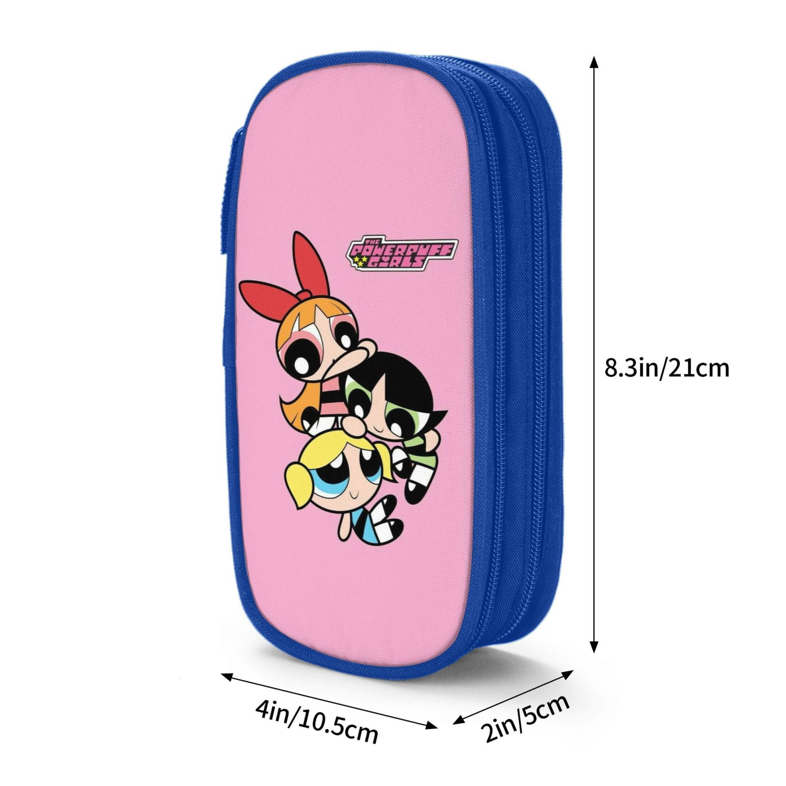 The Powerpuff Gi-rls Pencil Case Large Capacity Pencil Pouch Penbag Office Stationery Organizer Travel Makeup Bag Blue
