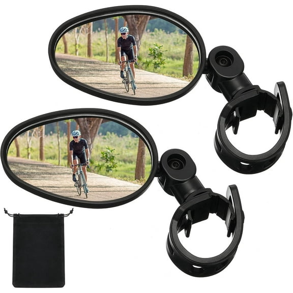 2 Pcs Bike Mirror 360 Degree Adjustable Safe Rotatable Handlebar Mirror Bicycle Accessories Shockproof Acrylic Convex for Mountain Road Bike
