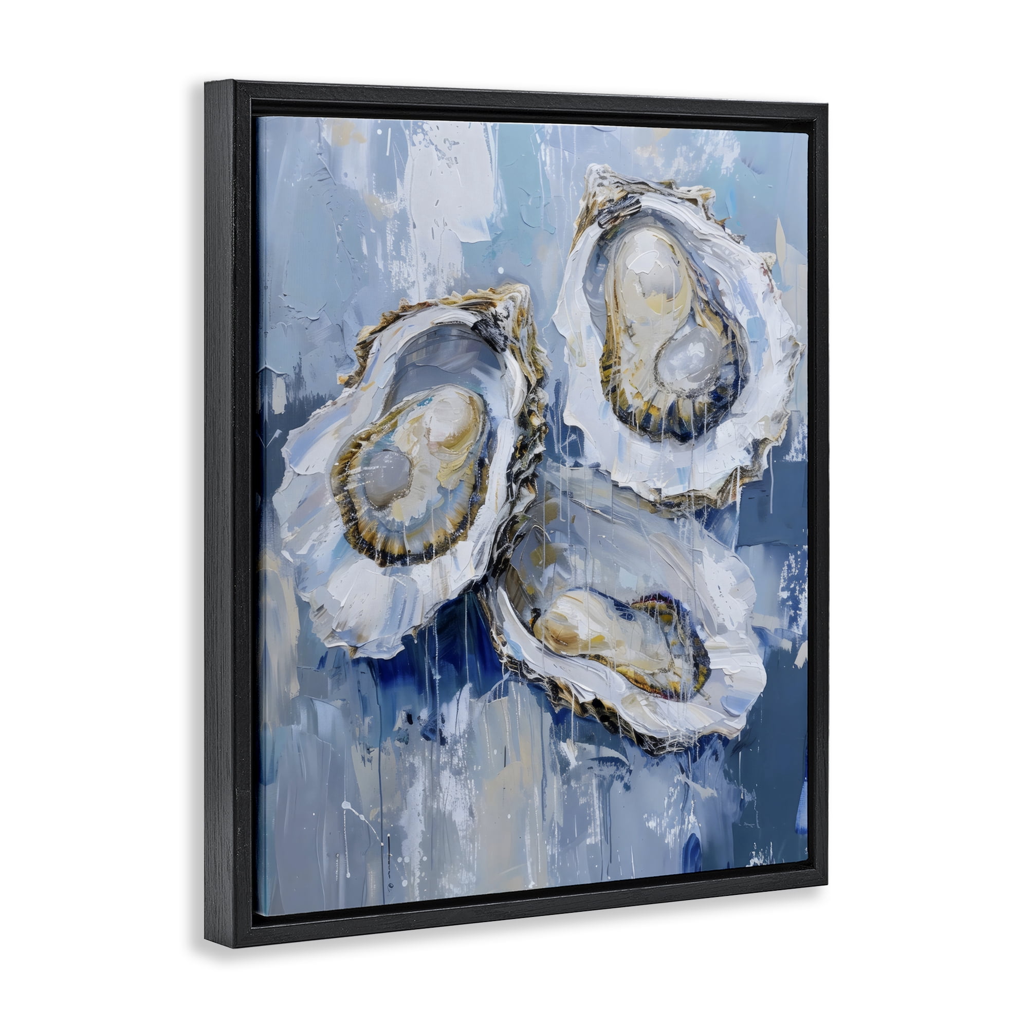 Stupell Industries Vibrant Blue Oysters Black Framed Floater Canvas Wall Art, design by Creative Studio