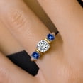 thumbnail image 4 of Gem Stone King 925 Sterling Silver and 10K Yellow Gold IGI Certified Lab Grown Diamond and Created SapphireRing for Women | 1.68 Cttw | Center 1 Ct Diamond | D-E Color | VS1-VS2 Clarity, 4 of 5