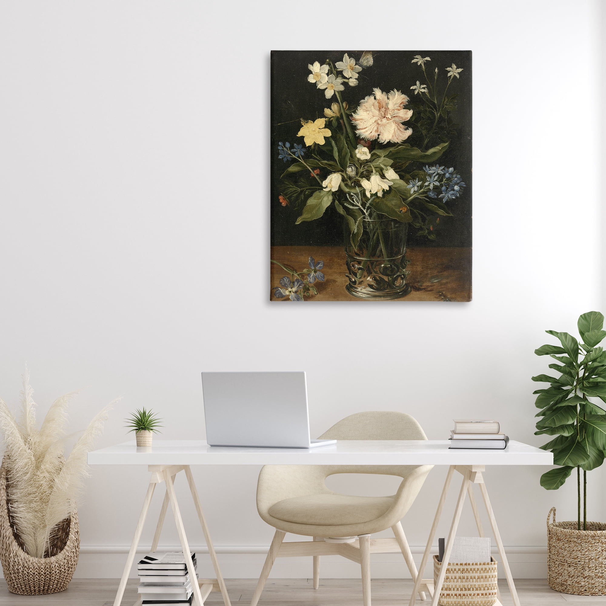 Stupell Industries Chrysanthemum & Flowers in Vase Canvas Wall Art, design by Vintage Hustle