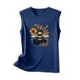 thumbnail image 4 of Fjofpr Black Tank Dress 2024 Women's New Loose Casual Fashion Crew-neck All-matching Printed Top Blue M, 4 of 4