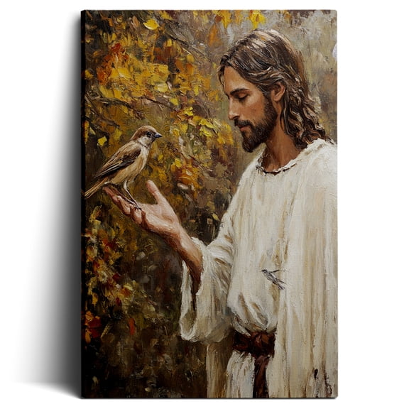 Rovven Christian Religious Jesus Christ Canvas Wall Art for Prayer Room Church Wall Decor Framed Ready to Hang 12x8 inch