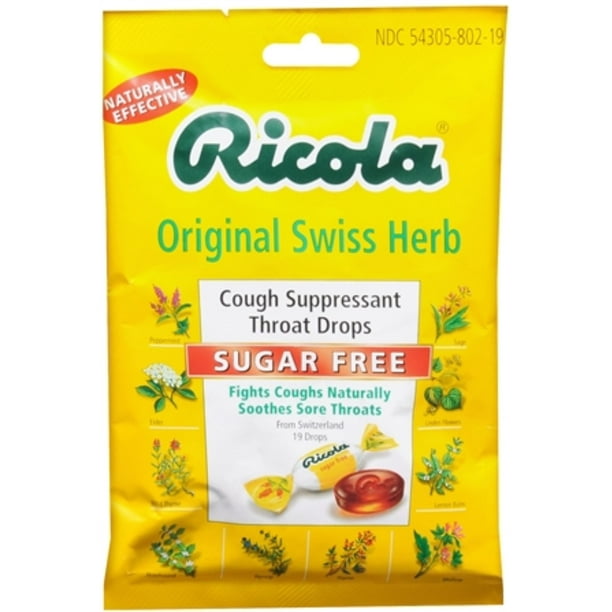 Ricola Sugar Free Throat Drops Mountain Herb 19 Each (Pack of 4