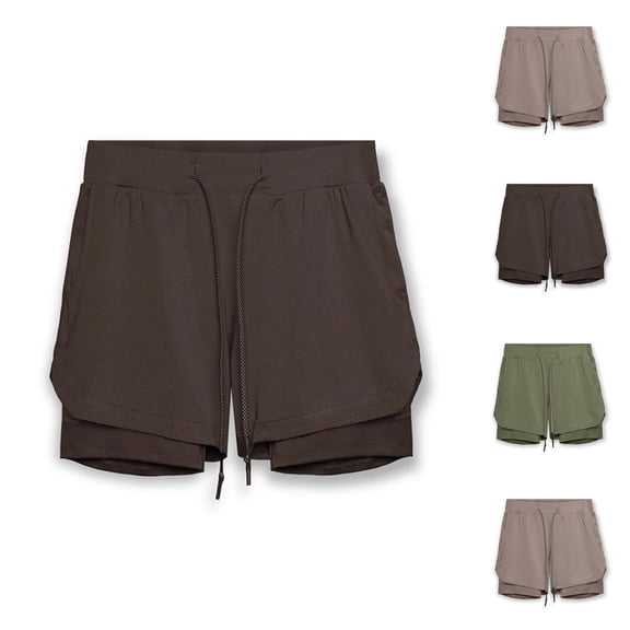 Athletic Running Shorts for Women Summer Casual Elastic Waist Double Layer Lightweight Breathable Workout Gym Shorts