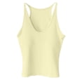 thumbnail image 5 of Womens Sleeveless Tank Top form Fitting Spaghetti Strap Crew Neck Ribbed Knit Basic Cami Shirts with Chest Padded Yellow, 5 of 5