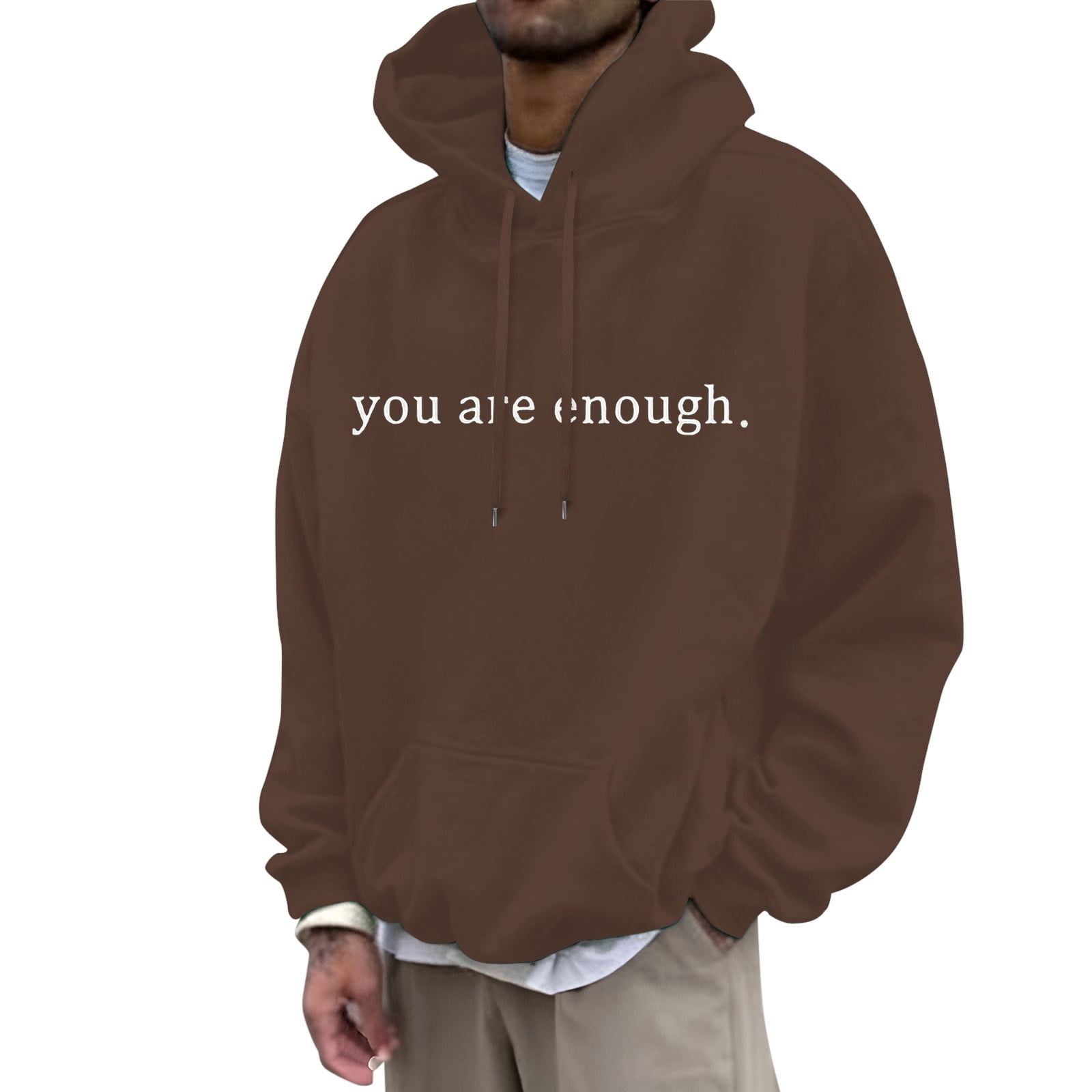 CONFREE Men's Hoodies Letter Prints Hoodies For Men Graphic Long Sleeve Casual Pullover Hooded Sweatshirts With Pockets