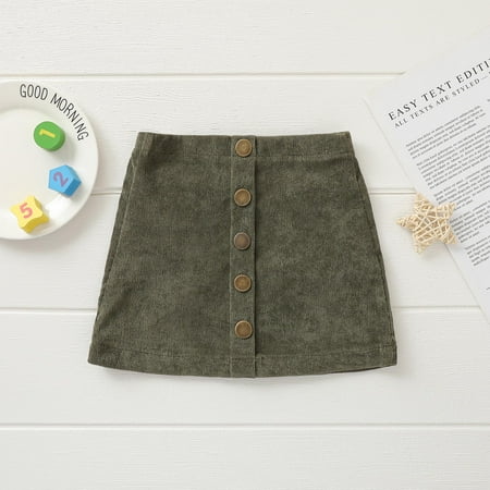

One opening Summer Toddler Baby Girls Button Short Solid Corduroy Skirt 0-3T Khaki 0-6 Months