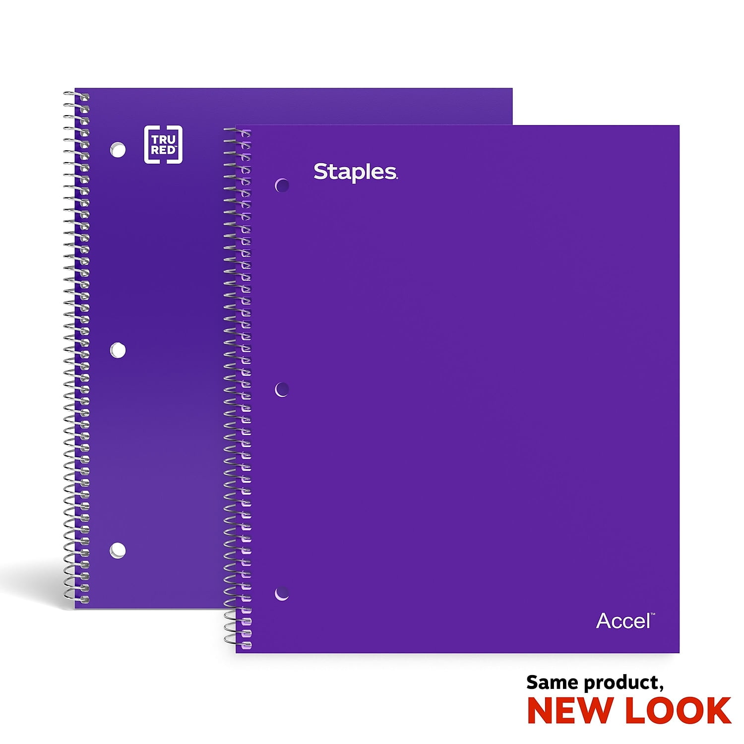 Staples Accel 1-Subject Notebook 8.5' x 11' College Ruled 100 Sh. Purple TR20954G/20954C