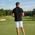 thumbnail image 4 of Hearthz Golf Polo Shirts for Men Black Quick Dry Men's Short-Sleeve Shirt Moisture Wicking Athletic Workout Mens Golf Polo, 4 of 7