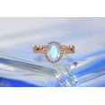 thumbnail image 2 of Rose Gold Plated Silver Dainty Natural Moonstone Ring Set, 2Ct Oval Cut Moonstone Vintage Ring Set, Rose Gold Ring Unique Curved Ring, Size 7, 2 of 4