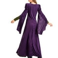 thumbnail image 5 of Ladies Spring Dresses Women's Renaissance Medieval Dress with Flare Sleeves - Gothic Ruched Long Maxi Dress for Halloween Party Costumes Purple L, 5 of 9