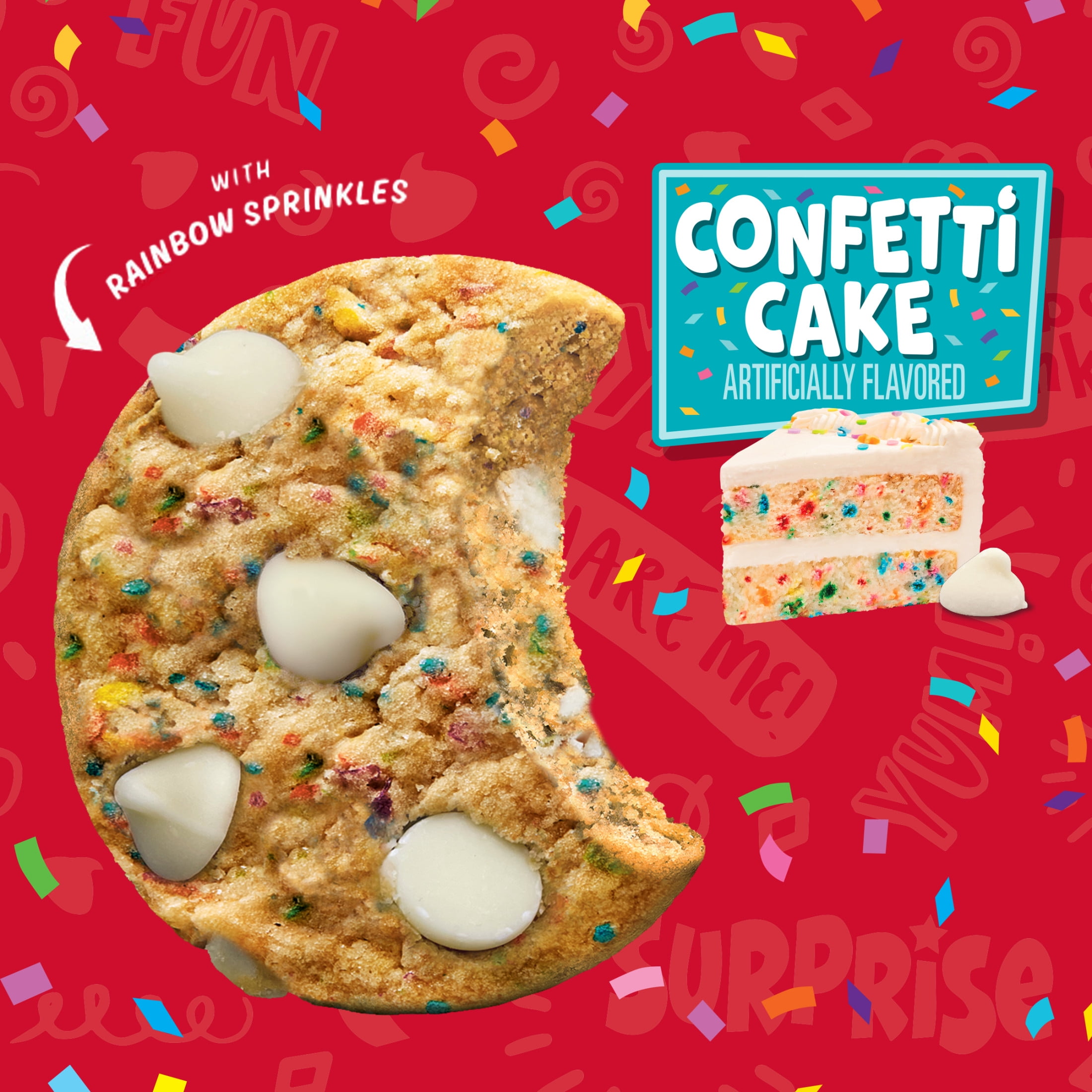 (3 pack) CHIPS AHOY! Chewy Confetti Cake Cookies with Rainbow Sprinkles, Family Size, 14.38 oz