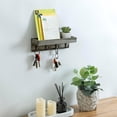 thumbnail image 2 of MyGift 10 Inch Floating Wall Shelf with Hooks, Vintage Grey Wood Entryway Storage Shelf with 4 Metal Key Hooks, 2 of 7