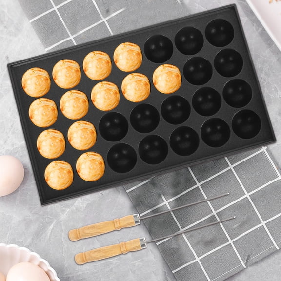 DRAFIDEEP Nonstick Takoyaki Pan Set for Home Kitchen Cooking, Black Cookware for Perfect Japanese Making