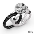 thumbnail image 3 of Two Color Skull Diamond Ring For Couples Unisex Black White Split Design Symbolizing Eternal Loving For Lovers, 3 of 5