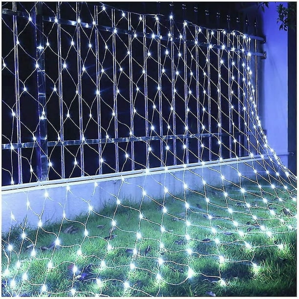 Luces de red para exteriores Luces de malla de jardín, luces de red de luz de hadas LED de 3 m x 2 m Luces de red blancas frescas alimentadas por red