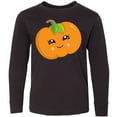 thumbnail image 3 of Inktastic Smiling Pumpkin, Halloween, Orange Pumpkin Long Sleeve Youth T-Shirt, 3 of 5