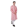 thumbnail image 2 of TRILOKI Mens Kurta Pajama Set Art Silk Ethnic Indian Traditional Wear Wedding Designer Ethnic Diwali Puja Kurta Payjama Set, 2 of 6