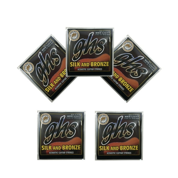 GHS Guitar Strings 5-Packs Acoustic Silk and Bronze Medium Light 12-54