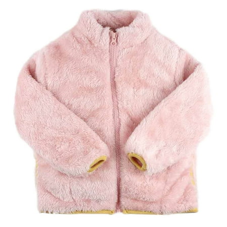

YYDGH Toddler Boys Girls Sherpa Fleece Jacket Full Zip Warm Long Sleeve Plush Jacket Coat Outerwear Fall Winter Casual Overcoat(Pink 3-4Years)