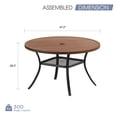 thumbnail image 2 of Vicllax Outdoor Outside Patio Dining Table 47" Round Metal Table with Umbrella Hole for Deck, Walnut, 2 of 7