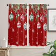 thumbnail image 2 of Red Christmas Balls Kitchen Curtains 63 Inch Length, Farmhouse Curtains & Drapes, Xmas Snowflake Botanical Rod Pocket Window Curtains for Living Room/Bedroom/Bathroom, 42" x 63", 2 Panels, 2 of 5