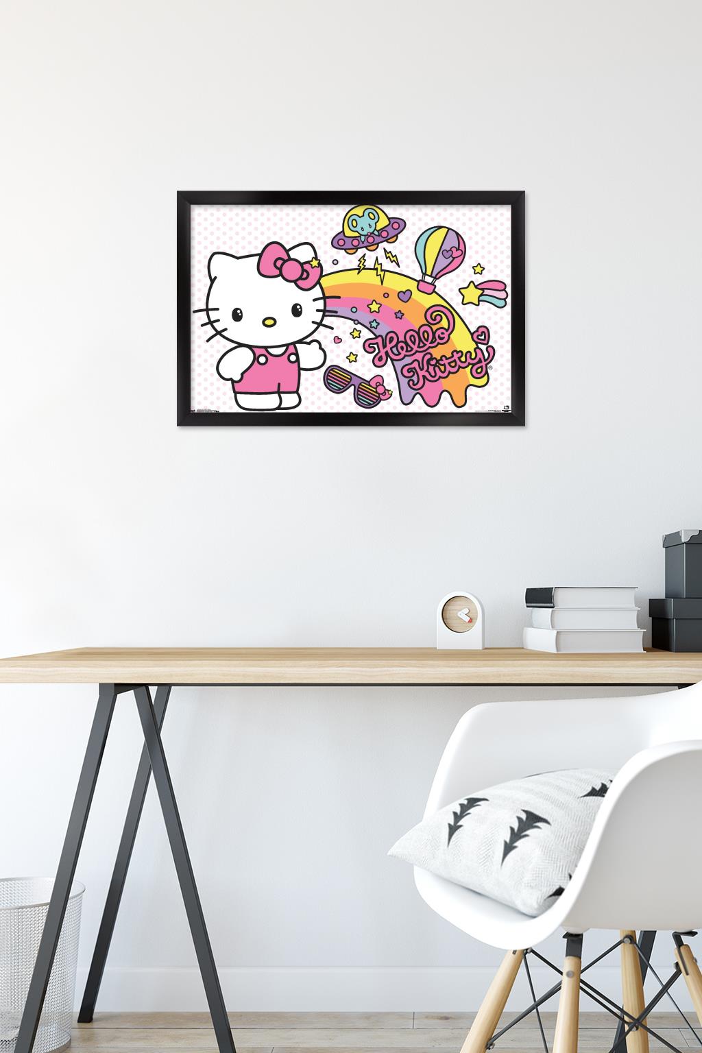 Hello Kitty - Retro Rainbow Wall Poster, 14.725" x 22.375", Framed