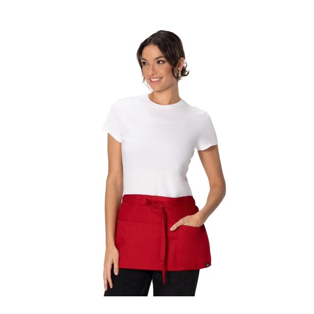 Delantal de Cintura Chef Works Rojo Unisex con Bolsillos Talla Única