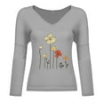 thumbnail image 4 of Ichuanyi Womens Tops, Summer Wonmen Fashion Casual Printed V-neck Loose Long Sleeve T-shirt Top Top Pullover, 4 of 4