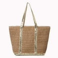 thumbnail image 5 of Begsfte Women Crochet Beach Handbag Large Capacity Sequins Weaving Travel Bag Contrast Color Minimalist Tote Bag Ladies Summer Daily Bag, 5 of 9