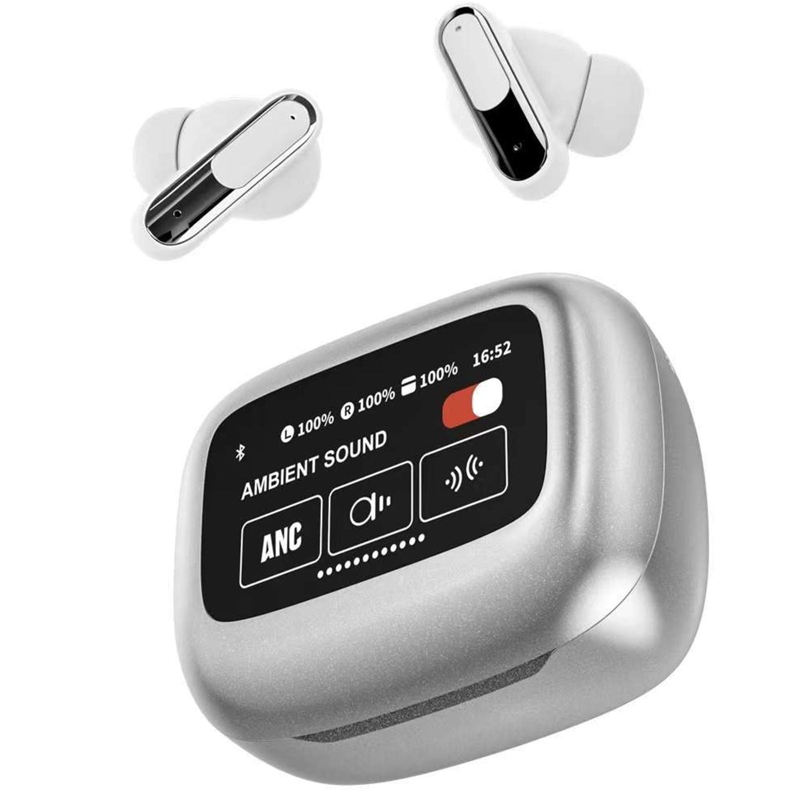 Wireless Earbuds, Bluetooth 5.3 in Ear Buds Light-Weight Headphones with Deep Bass Sound,48 Hours Playtime Headset,Clear Calls Earphones with Mics for Sports Workout(Silver)
