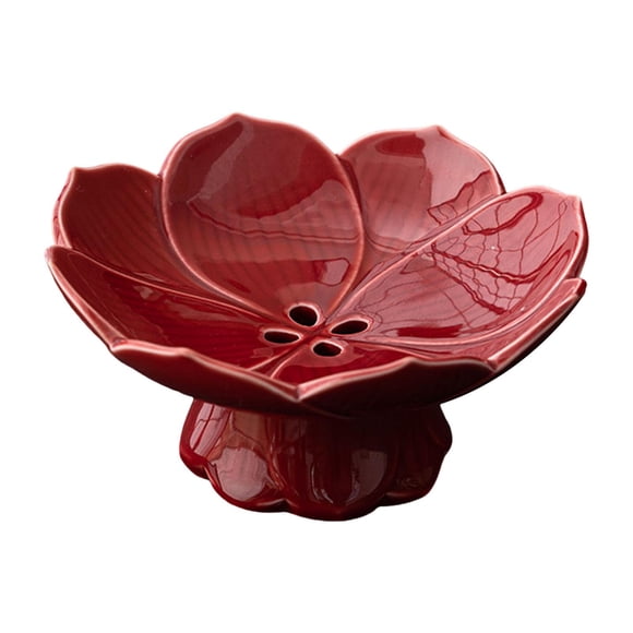 Recipiente de cerámica para fruta, bandeja multiusos para exhibición de postres y dulces tipo buffet. Rojo