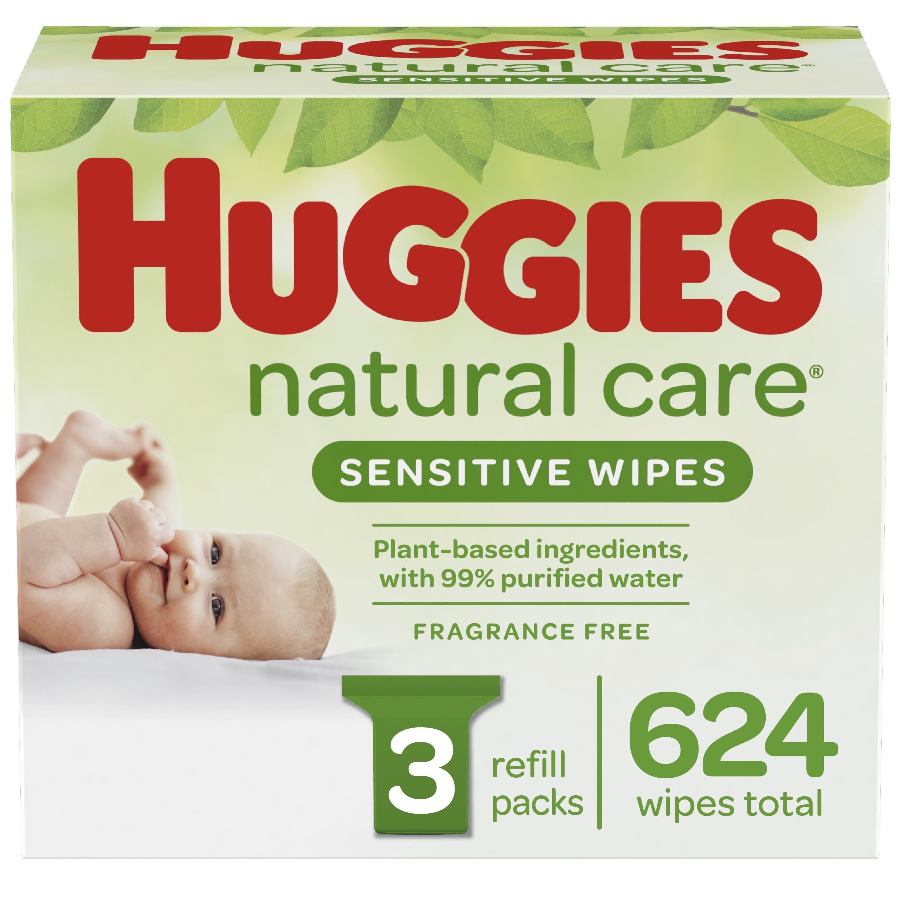 Pack of 3 HUGGIES Natural Care Baby Wipes Unscented 64 ea 