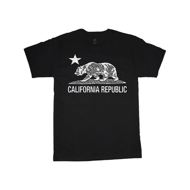 Camiseta blanca de oso de California para hombre, negra
