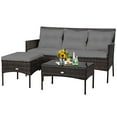 thumbnail image 5 of Costway 3PCS Patio Rattan Furniture Set 3-Seat Sofa Cushioned Table Garden Gray, 5 of 12