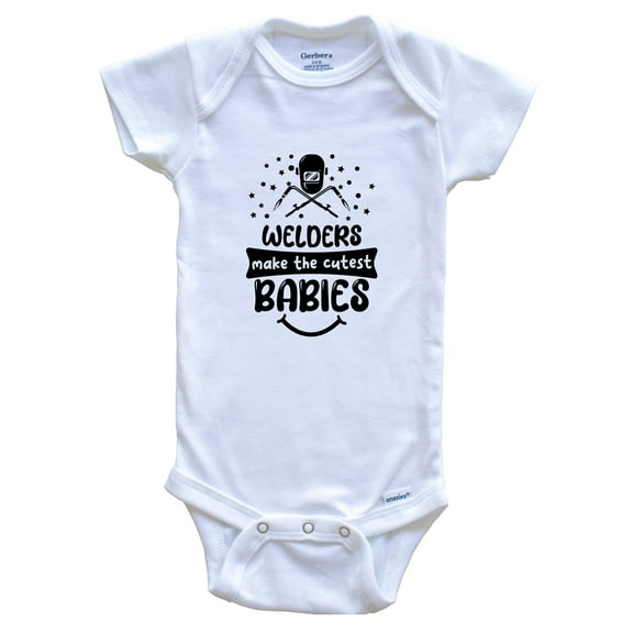 Welders Make the Cutest Babies Funny Welding Baby Bodysuit, 0-3 months white