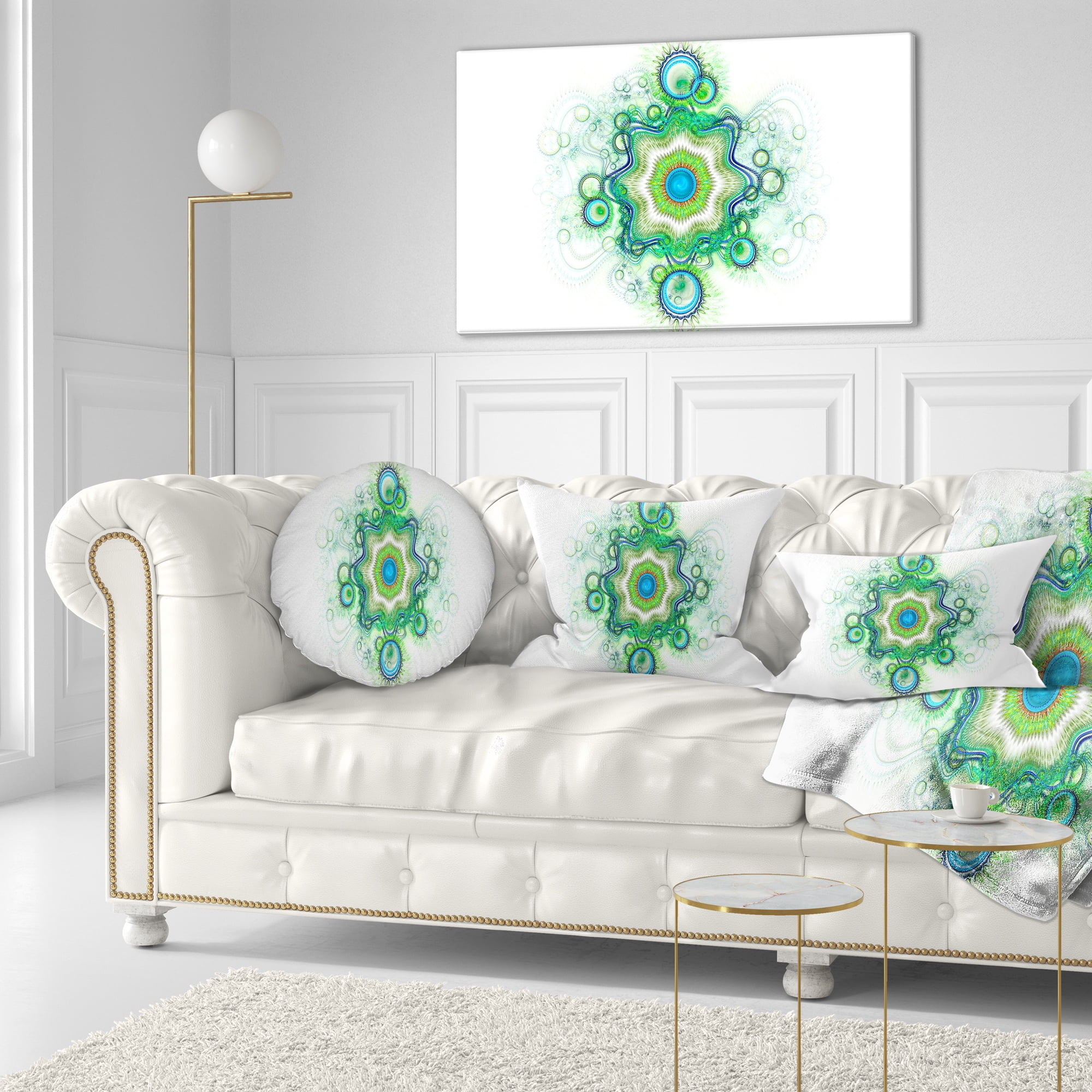 Designart Cabalistic Star Fractal Flower - Abstract Throw Pillow - 12x20