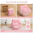 thumbnail image 4 of Bean Bag Chair with Ottoman Bean Bag with Footstool for Adults Teens, Bean Bag Sofa with Washable Cover, Pocket, Handle for Bedroom, Living Room, Pink, 4 of 10