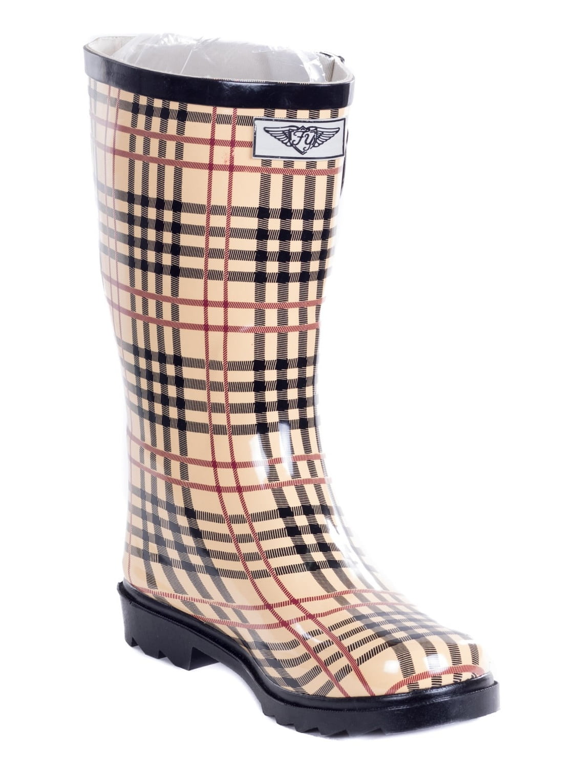 plaid rain boots