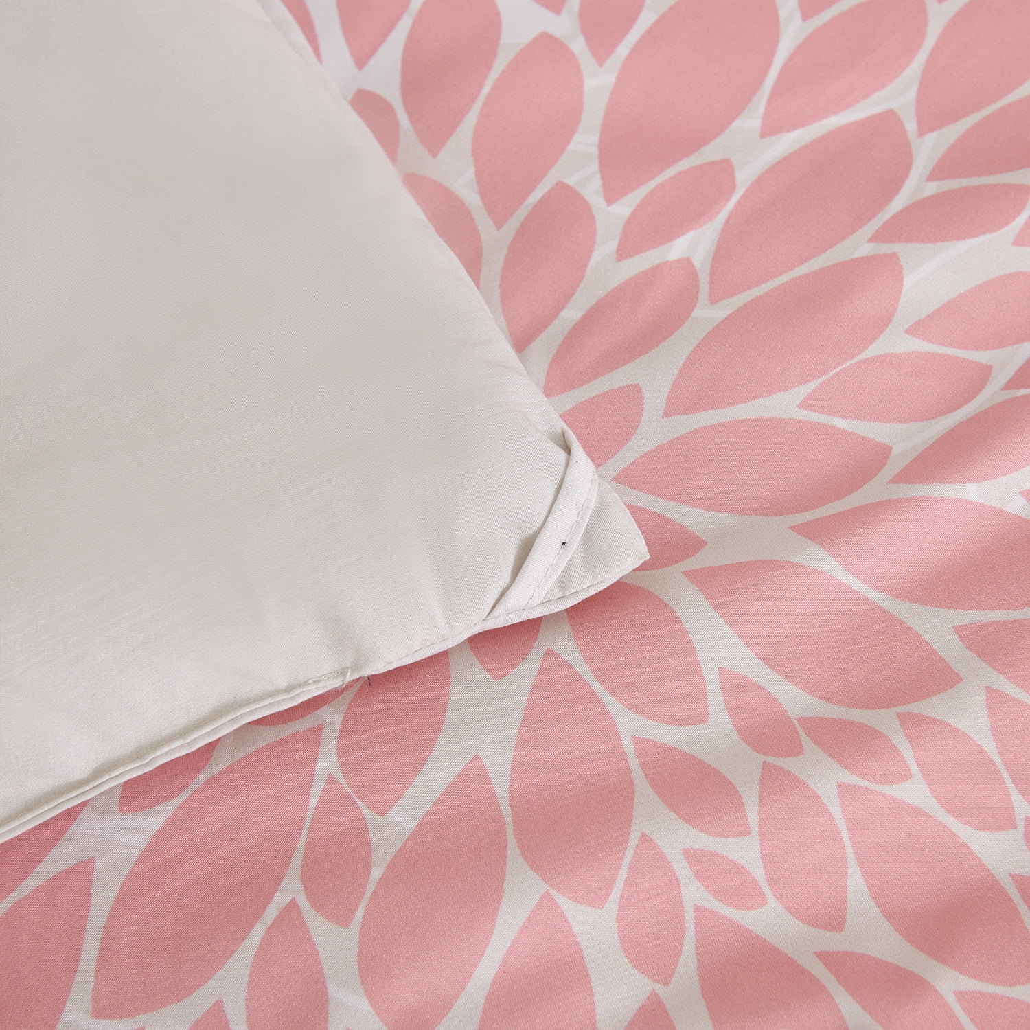 Koniroom Pink Floral Comforter Set, Botanical Beige Bedding Sets King Size with Cute Pink Flowers Printing for Women Teen Girls All Season 3 Pieces Comforters with 2 Pillow Shams (104x90 Inches)