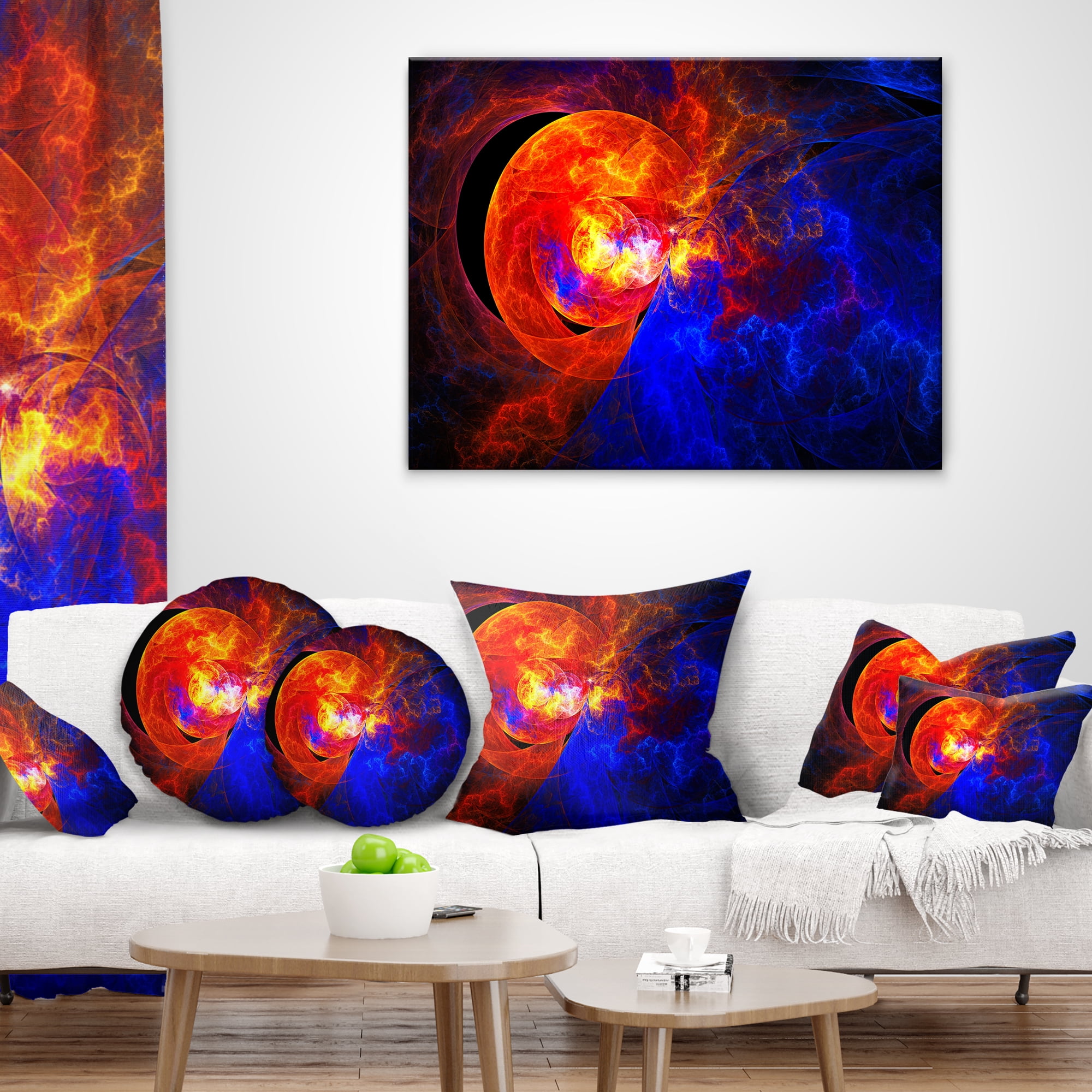 Designart Sunrise on a Distant Planet - Abstract Throw Pillow - 12x20